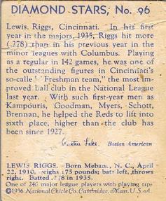 Lew Riggs  baseball card collectible - Main Image 2