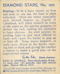 Earl Averill  baseball card collectible - Main Image 2