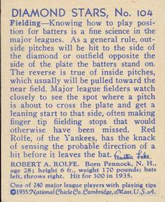 Robert Rolfe  baseball card collectible - Main Image 2