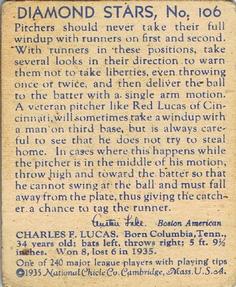 "Red” Lucas  baseball card collectible - Main Image 2