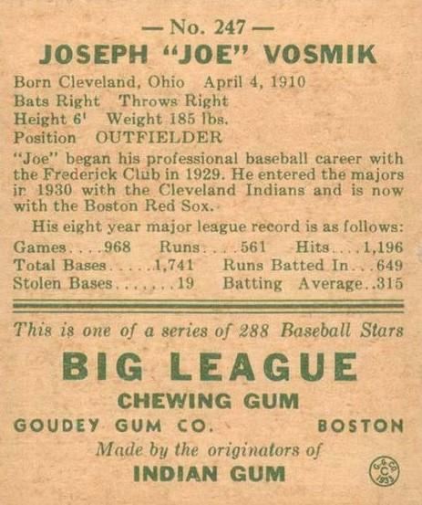 Joe Vosmik  baseball card collectible - Main Image 2