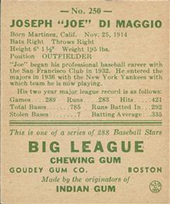 Joe DiMaggio  baseball card collectible - Main Image 2