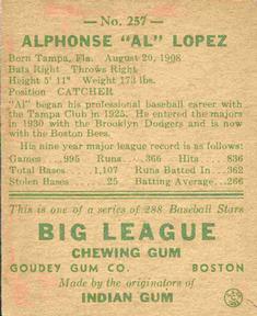 Al Lopez  baseball card collectible - Main Image 2
