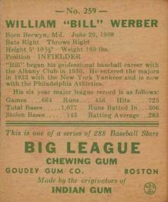 Billy Werber  baseball card collectible - Main Image 2
