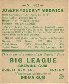 Joe Medwick  baseball card collectible - Main Image 2