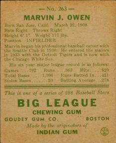 Marvin Owen  baseball card collectible - Main Image 2