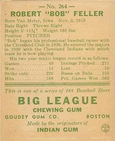 Bob Feller  baseball card collectible - Main Image 2