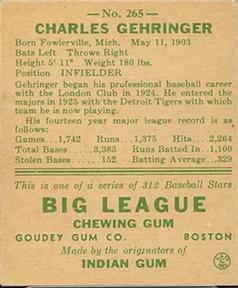 Charlie Gehringer  baseball card collectible - Main Image 2