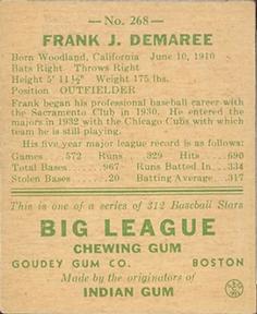 Frank Demaree  baseball card collectible - Main Image 2