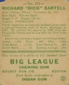Dick Bartell  baseball card collectible - Main Image 2