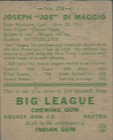 Joe DiMaggio  baseball card collectible - Main Image 2