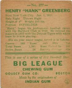 Hank Greenberg  baseball card collectible - Main Image 2