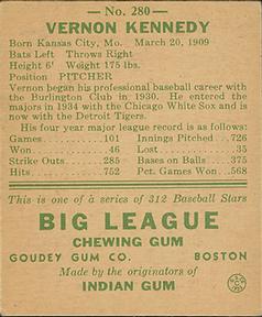 Vernon Kennedy  baseball card collectible - Main Image 2
