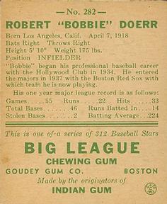 Bobby Doerr  baseball card collectible - Main Image 2