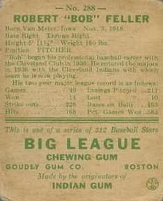 Bob Feller  baseball card collectible - Main Image 2