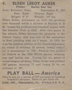 Elden Auker  baseball card collectible - Main Image 2