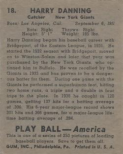 Harry Danning  baseball card collectible - Main Image 2
