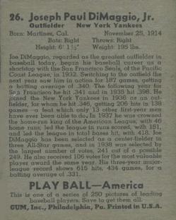 Joe DiMaggio  baseball card collectible - Main Image 2