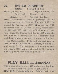 Fritz Ostermueller  baseball card collectible - Main Image 2