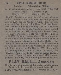 Spud Davis  baseball card collectible - Main Image 2