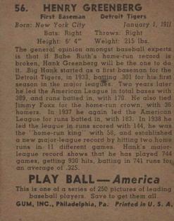 Hank Greenberg  baseball card collectible - Main Image 2