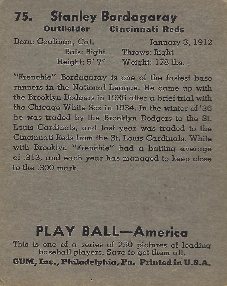 Stanley Bordagaray  baseball card collectible - Main Image 2