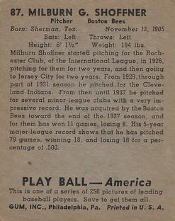 Milburn Shoffner  baseball card collectible - Main Image 2