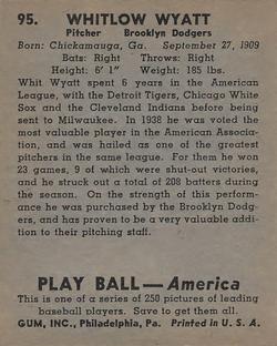 Whit Wyatt  baseball card collectible - Main Image 2