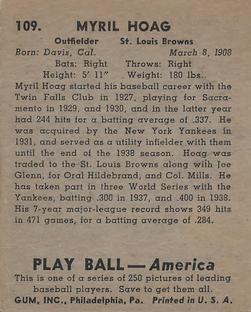 Myril Hoag  baseball card collectible - Main Image 2
