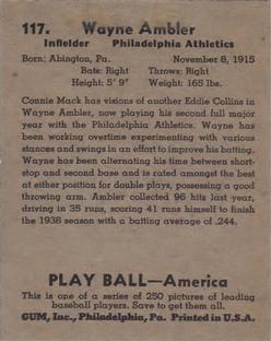 Wayne Ambler  baseball card collectible - Main Image 2