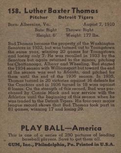 Bud Thomas  baseball card collectible - Main Image 2