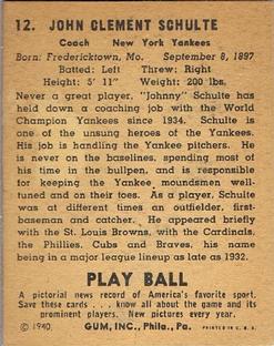 Johnny Schulte  baseball card collectible - Main Image 2