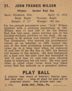 Jack Wilson  baseball card collectible - Main Image 2
