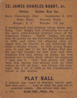 Jim Bagby  baseball card collectible - Main Image 2