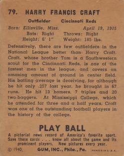 Harry Craft  baseball card collectible - Main Image 2