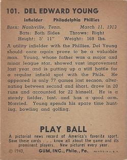 Del Young  baseball card collectible - Main Image 2