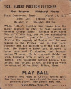 Elbie Fletcher  baseball card collectible - Main Image 2