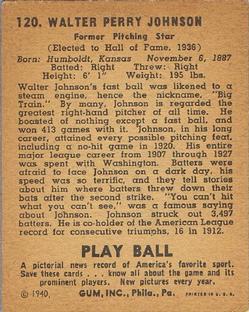 Walter Johnson  baseball card collectible - Main Image 2