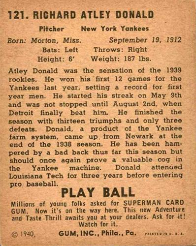 Atley Donald  baseball card collectible - Main Image 2