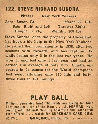 Steve Sundra  baseball card collectible - Main Image 2