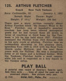 Art Fletcher  baseball card collectible - Main Image 2