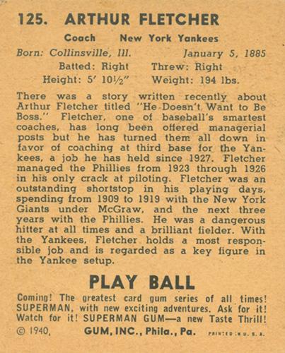 Art Fletcher  baseball card collectible - Main Image 2