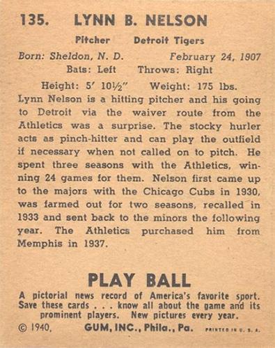 Lynn Nelson  baseball card collectible - Main Image 2