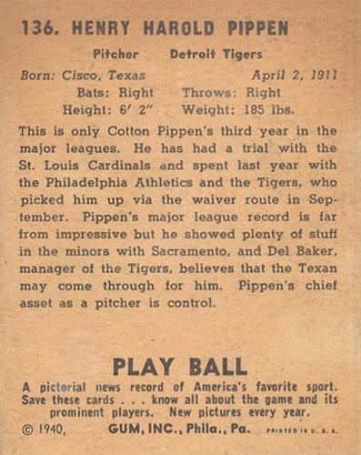 Cotton Pippen  baseball card collectible - Main Image 2