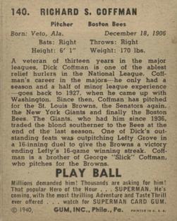 Dick Coffman  baseball card collectible - Main Image 2