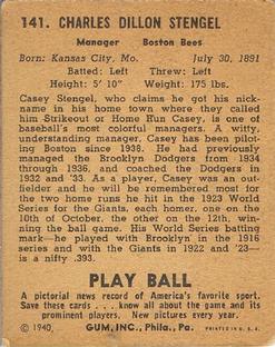 Casey Stengel  baseball card collectible - Main Image 2