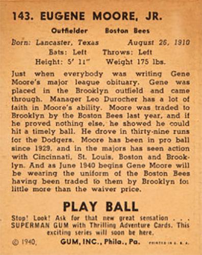 Gene Moore  baseball card collectible - Main Image 2