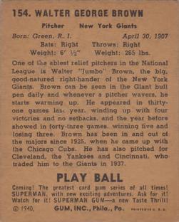 Jumbo Brown  baseball card collectible - Main Image 2