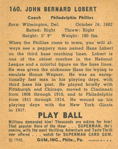 Hans Lobert  baseball card collectible - Main Image 2