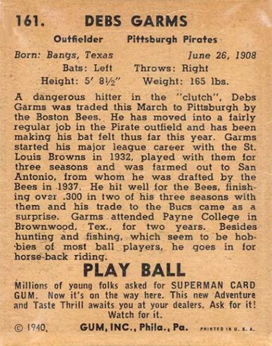 Debs Garms  baseball card collectible - Main Image 2